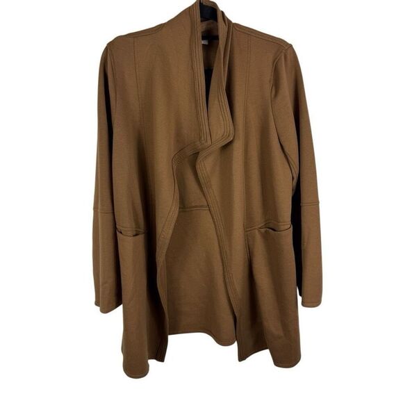 Max Studio London Trapunto Scuba Knit Topper Camel- size L - Picture 3 of 10